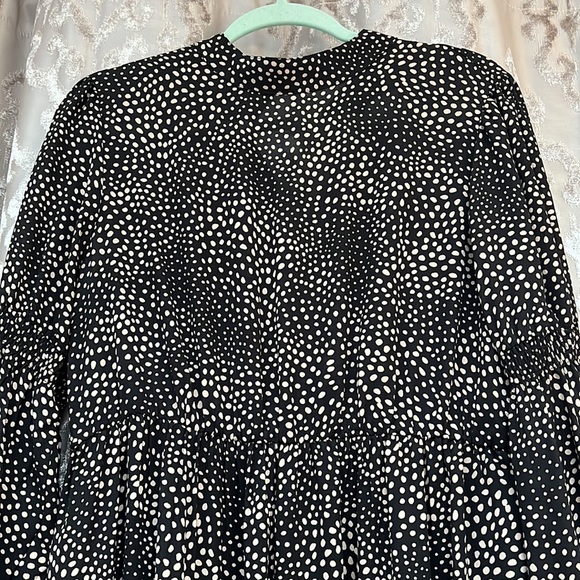 Emma & Michele High Neck Chiffon Long Sleeve Short Dress - Picture 2 of 5